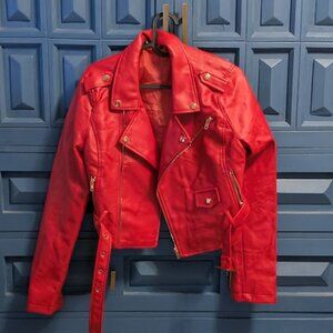 WINDSOR Red Faux Leather Moto Jacket (NWOT)